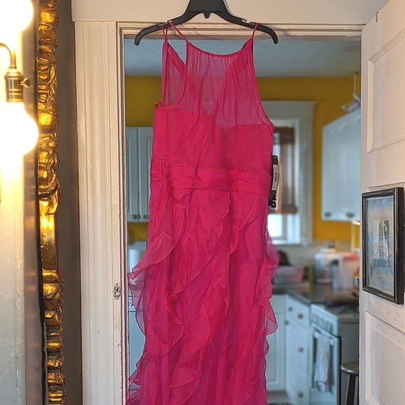 Badgley Mischka Hot Pink Maxi Dress - Picture 1 of 5